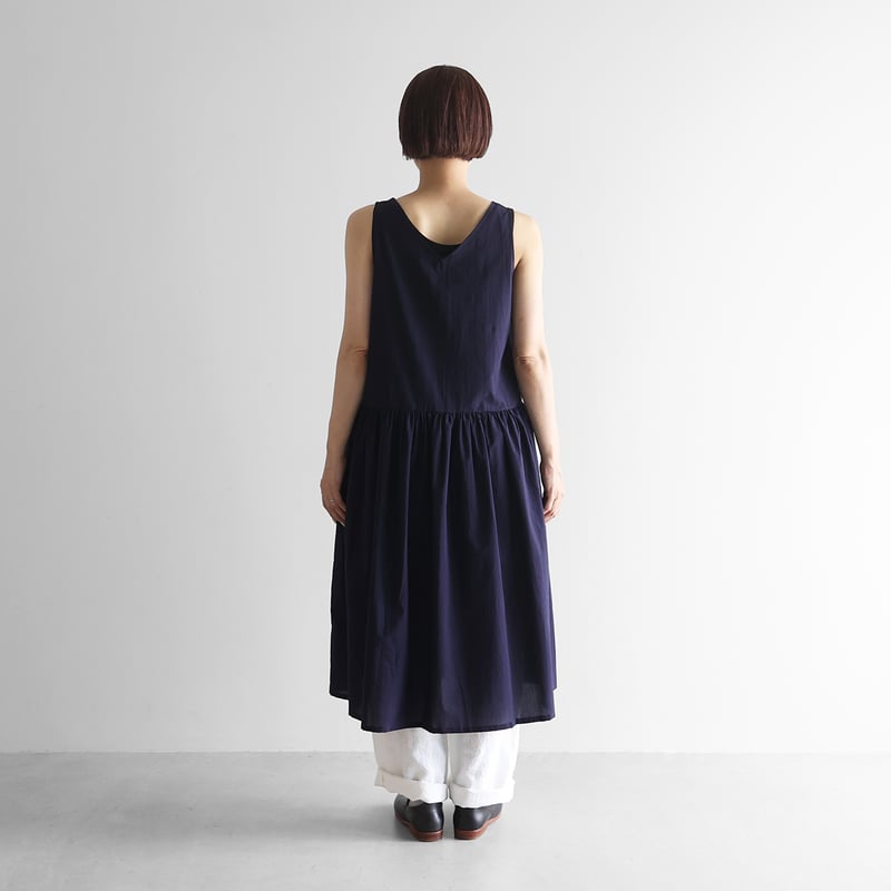 タグ付未使用　HERMES ワンピース　刺繍　ネイビー　コットン　2way ゆるふわコットン2WAYワンピース（ダークネイビー）【レディス】U204