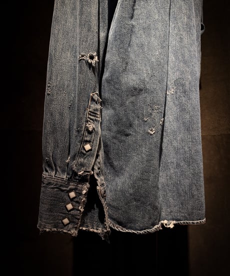 Faded Archive Distressed Western Denim Shirt