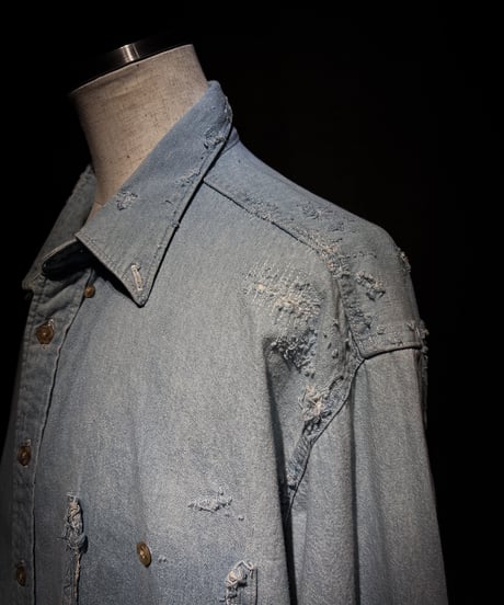 Faded Indigo Oversized Denim Shirt