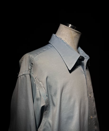 Faded Ice Blue Distressed Shirt