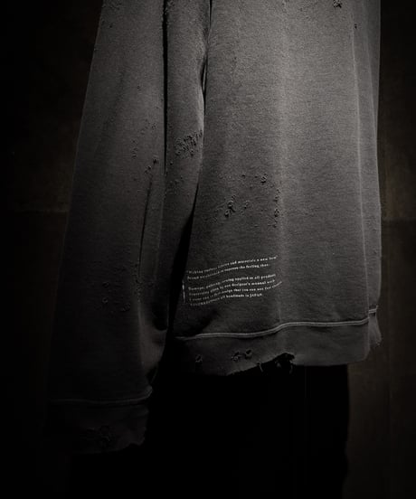 Faded Old Black Distressed Pullover Hoodie