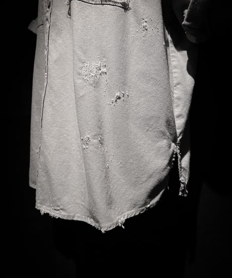 Faded Open Collar Oversized Shirt - Ash Grey