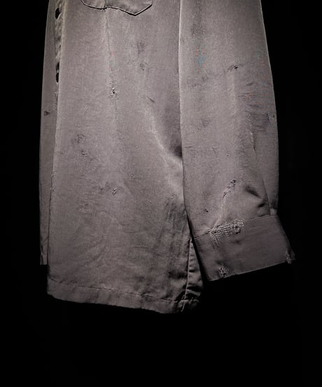 Distressed Satin-Look Relaxed Shirt