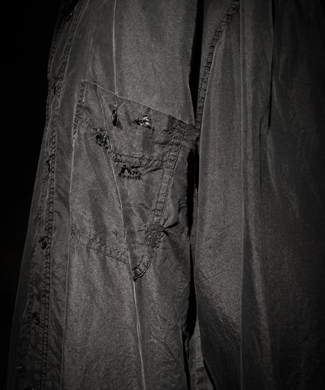 Vintage damage Distressed Silk Shirt - Old Black