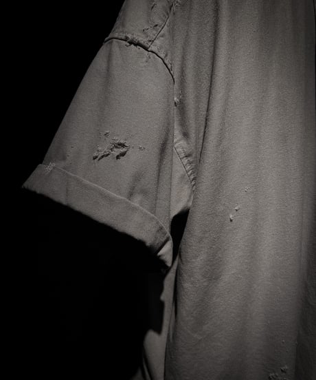Faded Open Collar Oversized Shirt - Ash Grey