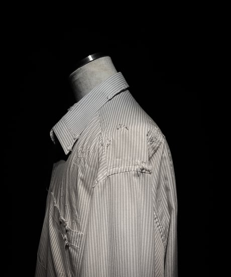 Distressed Pinstripe damage Shirt