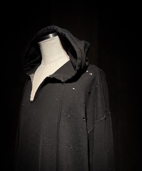 Faded Old Black Distressed Pullover Hoodie