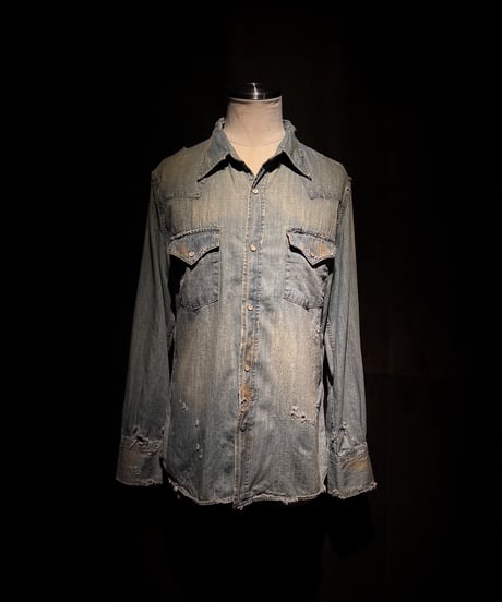 Faded Western Denim Repair Shirt
