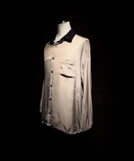 Faded Two-Tone Distressed Rayon Shirt
