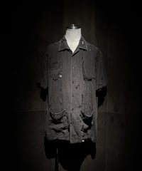 Distressed Linen Cuban Shirt - Black
