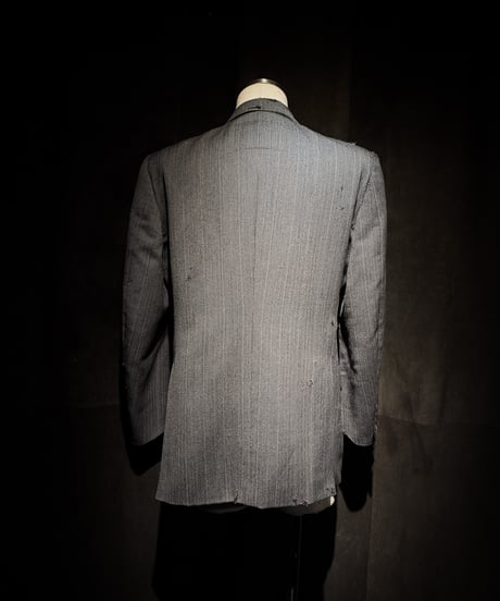 Faded Herringbone Distressed Double-Breasted Jacket