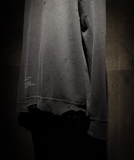 Faded Old Black Distressed Pullover Hoodie