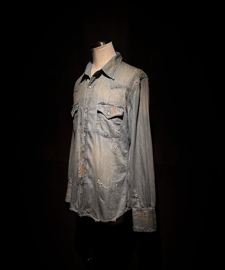 Faded Western Denim Repair Shirt