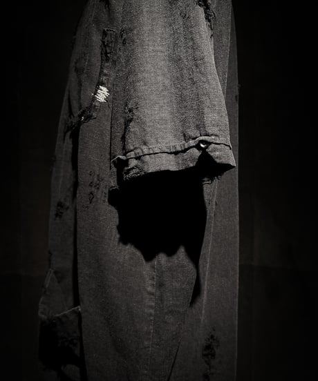 Distressed Linen Cuban Shirt - Black