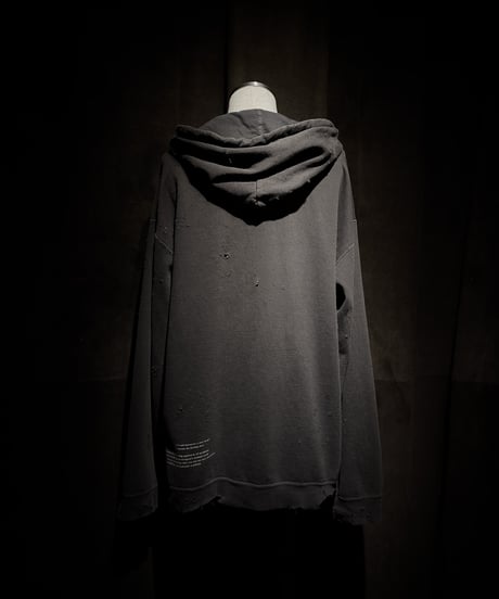 Faded Old Black Distressed Pullover Hoodie