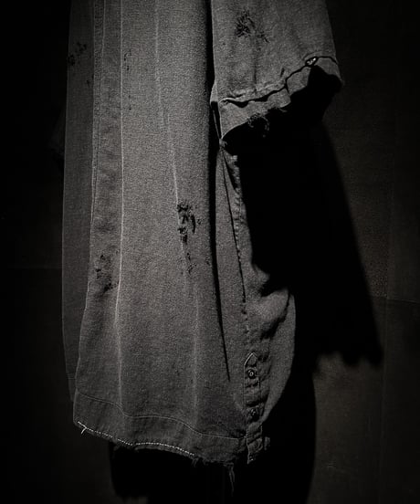 Distressed Linen Cuban Shirt - Black