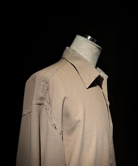 Dust Beige Distressed Pullover Shirt