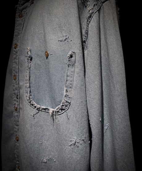 Faded Indigo Oversized Denim Shirt