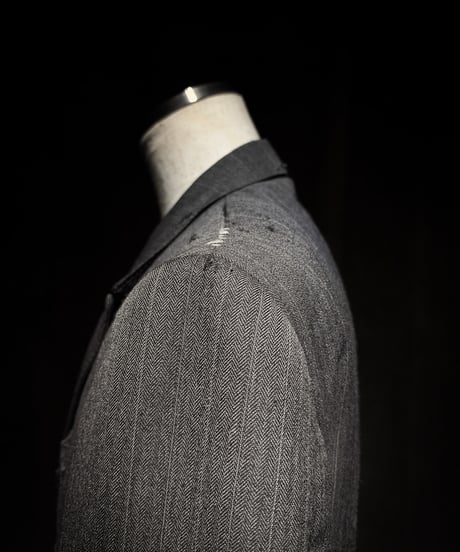 Faded Herringbone Distressed Double-Breasted Jacket