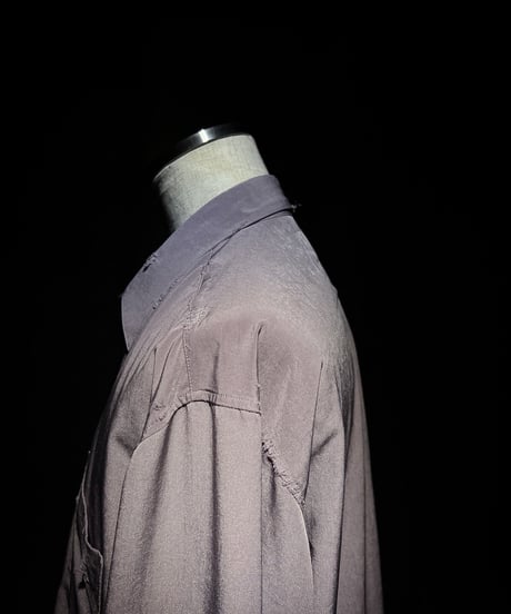 Distressed Satin-Look Relaxed Shirt