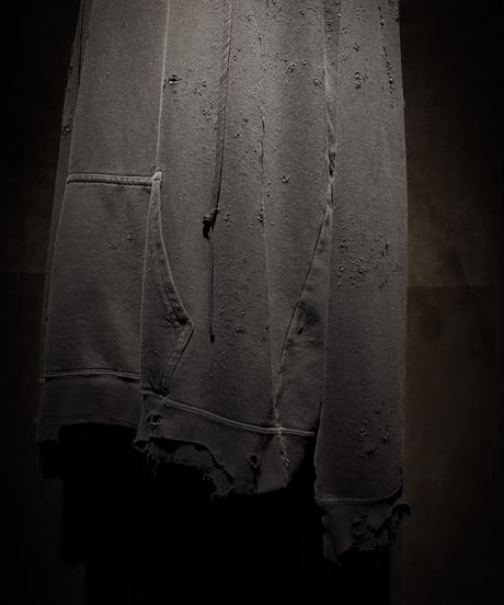 Faded Old Black Distressed Pullover Hoodie