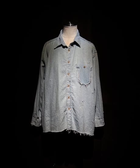 Faded Indigo Oversized Denim Shirt