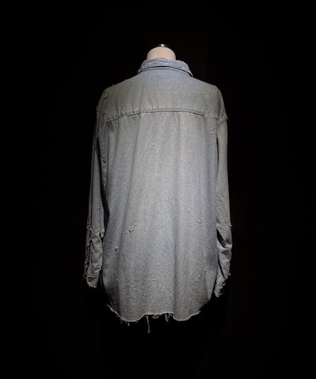 Faded Indigo Oversized Denim Shirt