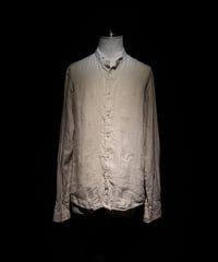 Vintage damage Linen Stand Collar Shirt - Beige