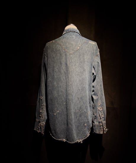 Faded Archive Distressed Western Denim Shirt
