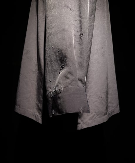 Distressed Satin-Look Relaxed Shirt