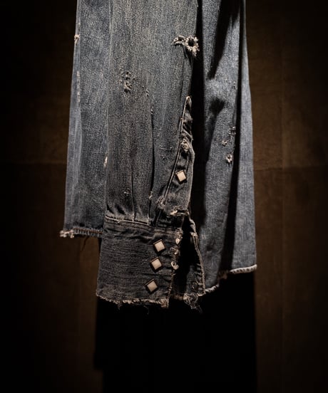 Faded Archive Distressed Western Denim Shirt