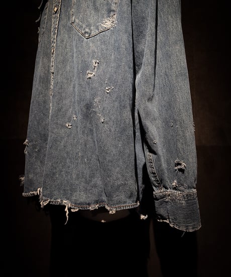 Faded Archive Distressed Western Denim Shirt