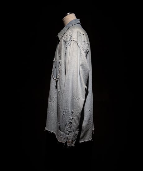 Faded Indigo Oversized Denim Shirt
