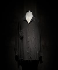 Vintage damage Distressed Rayon Long Sleeve Shirt - Black