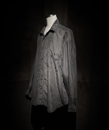 Vintage damage Distressed Silk Shirt - Old Black