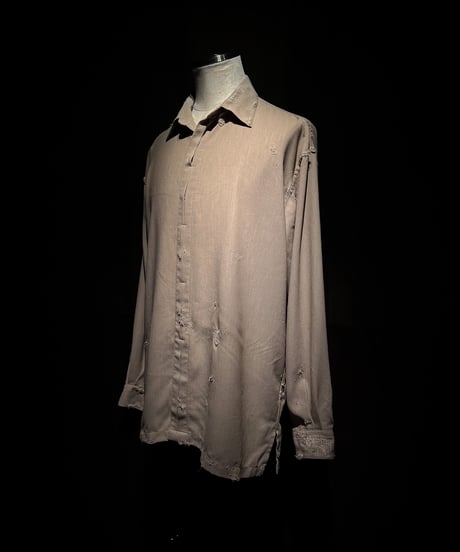 Dust Beige Distressed Pullover Shirt
