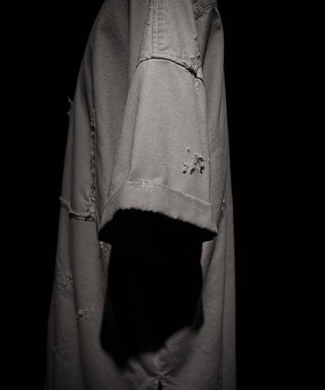 Faded Open Collar Oversized Shirt - Ash Grey
