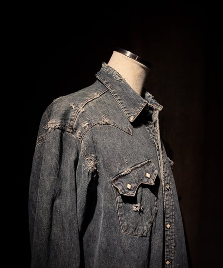Faded Archive Distressed Western Denim Shirt
