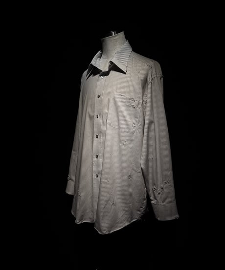 Distressed Pinstripe damage Shirt