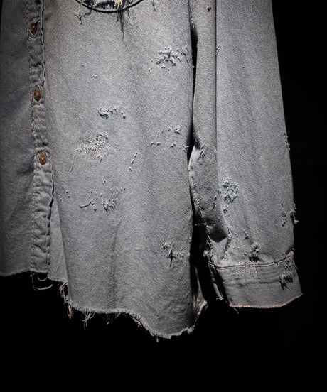 Faded Indigo Oversized Denim Shirt