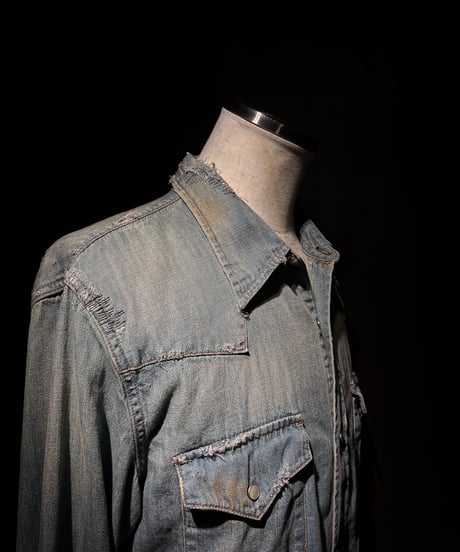 Faded Western Denim Repair Shirt