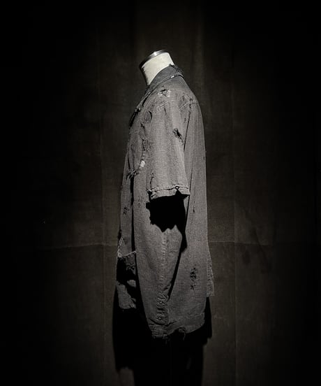 Distressed Linen Cuban Shirt - Black