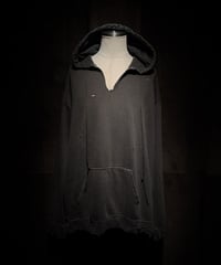 Faded Old Black Distressed Pullover Hoodie