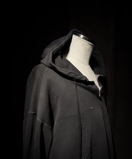 Faded Old Black Distressed Pullover Hoodie