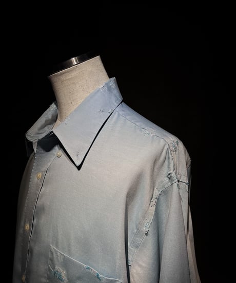 Faded Ice Blue Distressed Shirt