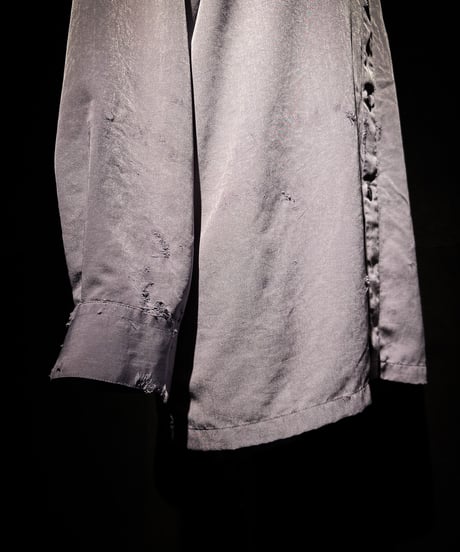 Distressed Satin-Look Relaxed Shirt