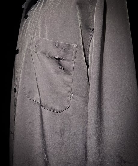 Distressed Satin-Look Relaxed Shirt