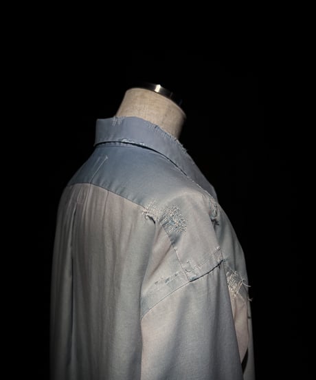 Faded Ice Blue Distressed Shirt