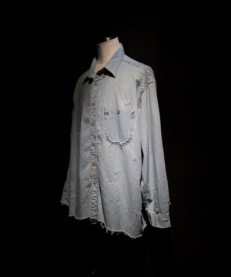 Faded Indigo Oversized Denim Shirt