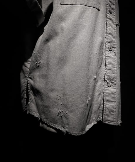 Faded Open Collar Oversized Shirt - Ash Grey